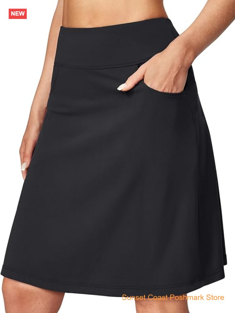 Women's Golf Skort With Pockets Knee Length High Waisted Athletic Skorts 20 Inch